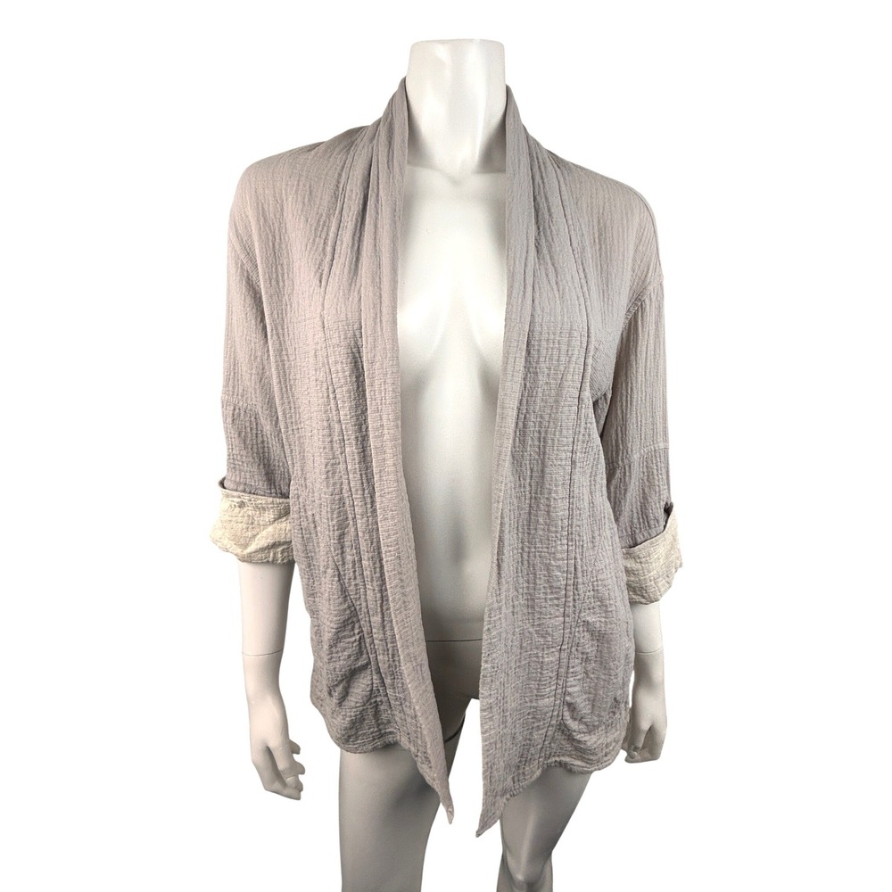 Wilfred Open Front Cardigan Womens XXS Grey Textured Gauze Pockets